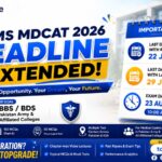 NUMS MDCAT 2026 deadline extended announcement poster with updated application dates, TopGrade.pk branding, and exam preparation details