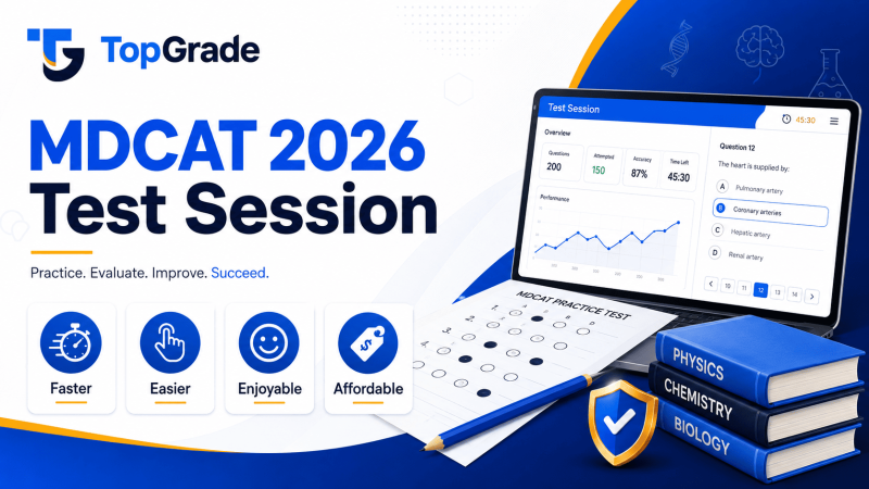 Aiming for 175+ in MDCAT 2026? See how TopGrade's Structured & Custom Test Sessions build accuracy, fix mistakes & simulate the real exam. Read the full guide.